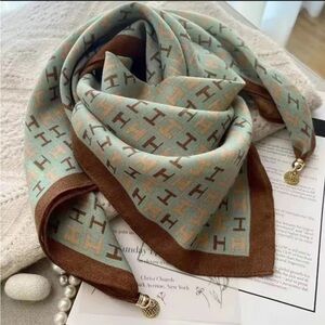 Designer Brown and Blue Patterned Scarf